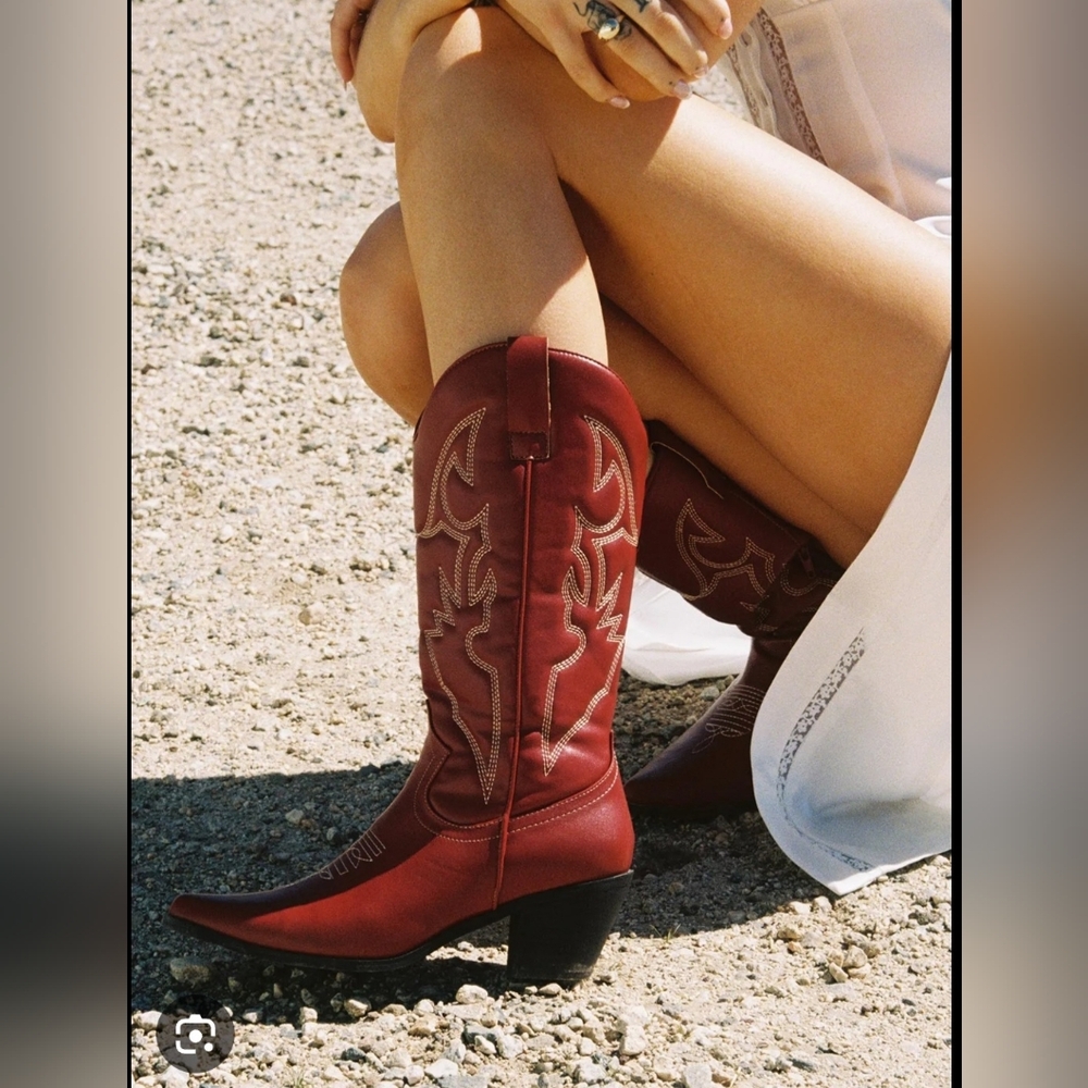 Therapy Princess Polly Clayton Cowboy Boots Maroon Red Women’s Size 7 New in Box